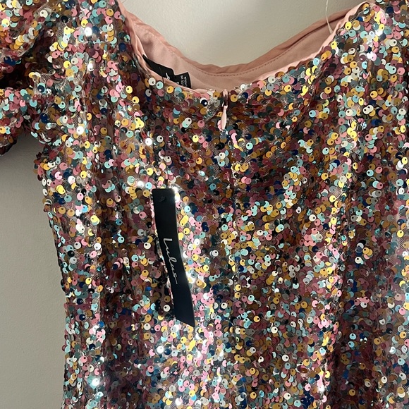 LULUS MULTICOLOR SEQUIN MINI DRESS SIZE SMALL - Picture 4 of 4